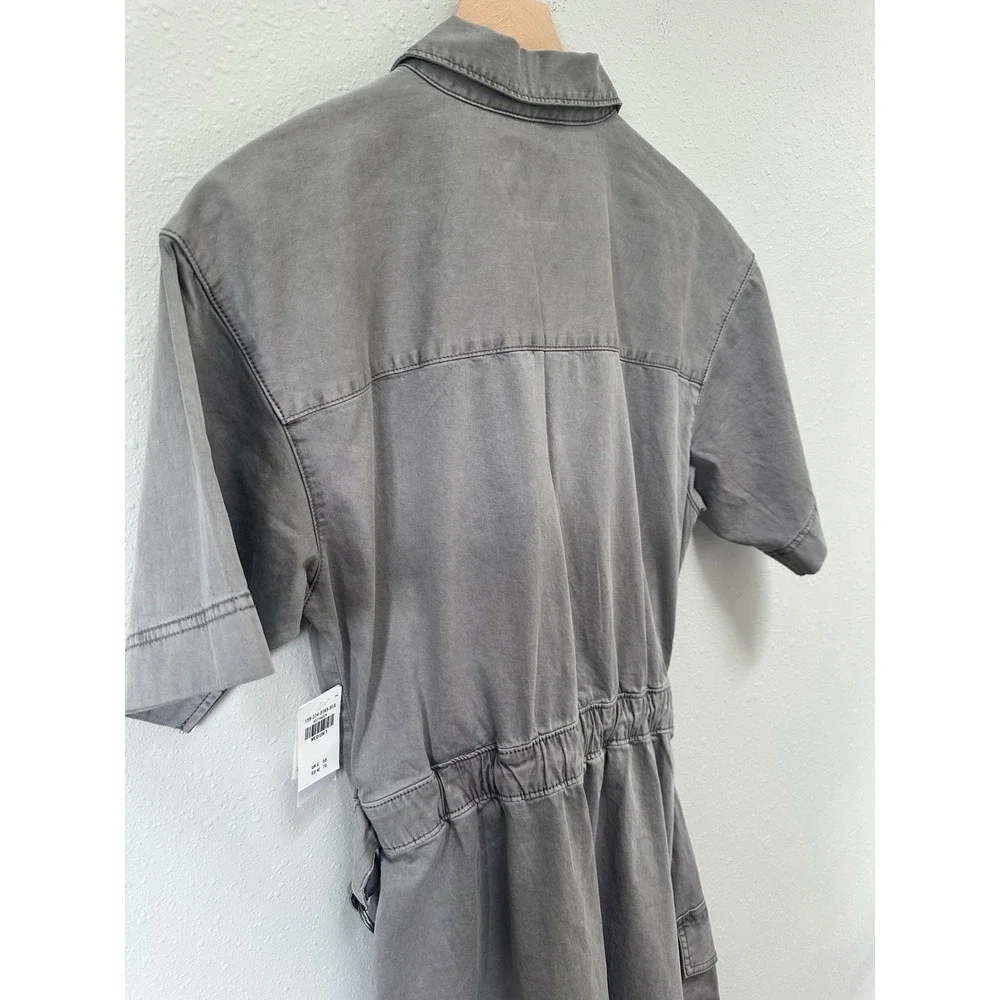 Abercrombie & Fitch Romper Womens‎ MT Grey Utility Wrap Front Garment Dyed NWT